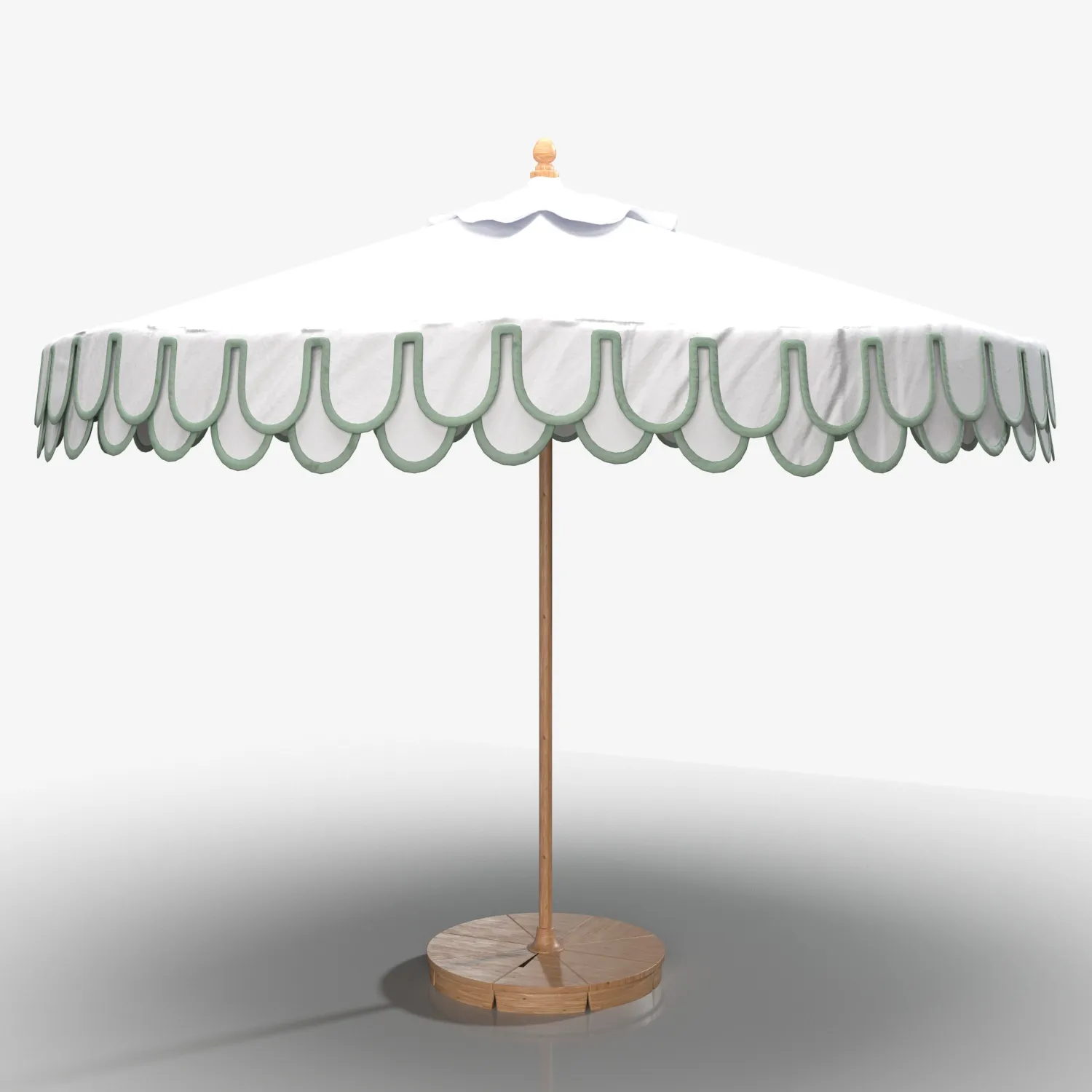 Wood Bottom Frame Outdoor Umbrella PBR 3D Model_03